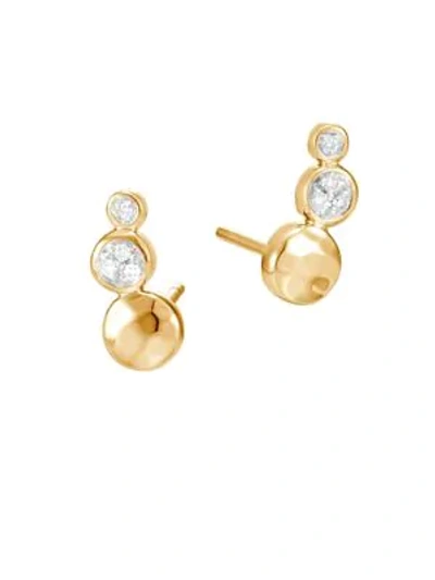 Shop John Hardy Dot 18k Hammered Gold & Diamond Stud Earrings