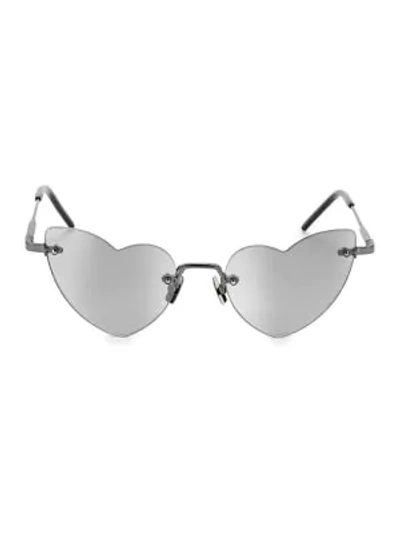 Shop Saint Laurent 254 Loulou 50mm Heart Sunglasses In Silver