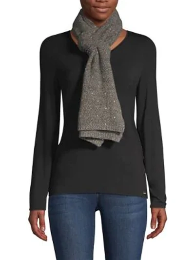 Shop Carolyn Rowan Scattered Sequined Cashmere Scarf In Grey Combo