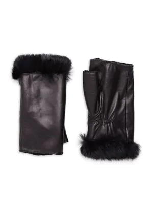 fingerless leather gloves with fur