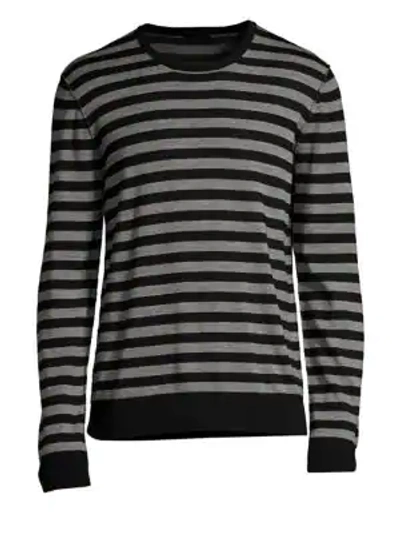 Shop Atm Anthony Thomas Melillo Merino Wool Long-sleeve Stripe Jumper In Black Grey