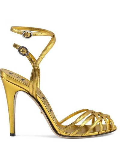 Shop Gucci Metallic Leather Sandals