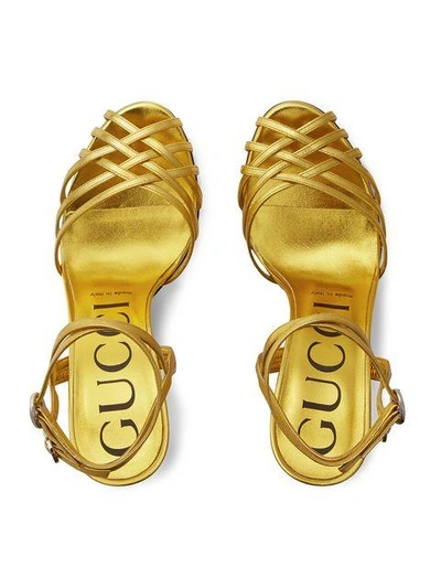 Shop Gucci Metallic Leather Sandals
