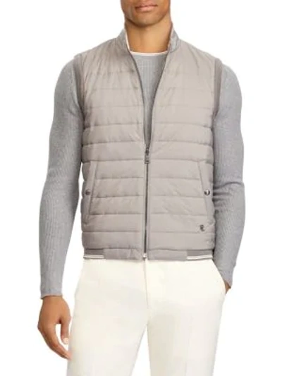 Shop Ralph Lauren Quilted Reversible Hybrid Vest In Grey