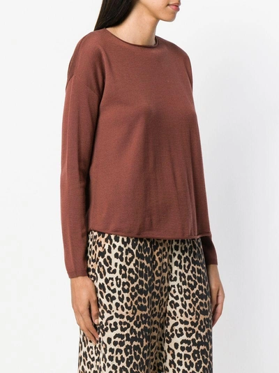 Shop Aspesi Crewneck Knitted Top - Brown