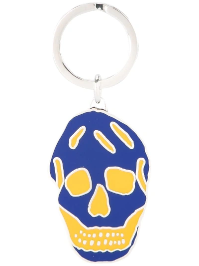 Shop Alexander Mcqueen Skull Embellished Keyring - Blue