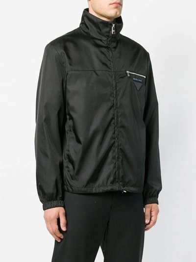 Shop Prada Logo Patch Jacket - Black