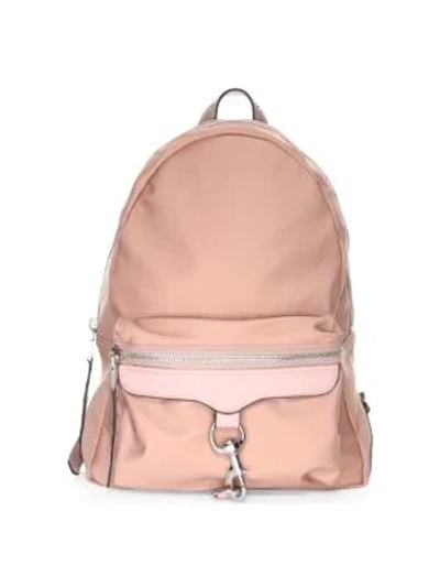 Shop Rebecca Minkoff Always On Nylon M.a.b. Leather Backpack In Vintage Pink