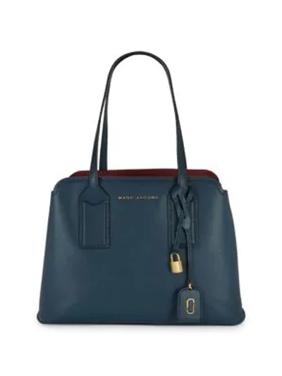 Shop Marc Jacobs Women's The Editor Leather Satchel In Blue Sea