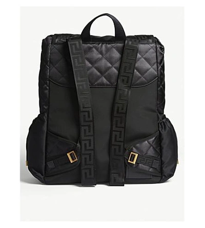 Shop Versace Parachute Cord Nylon Backpack In Blk Gld