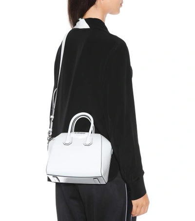 Shop Givenchy Antigona Mini Leather Shoulder Bag In White