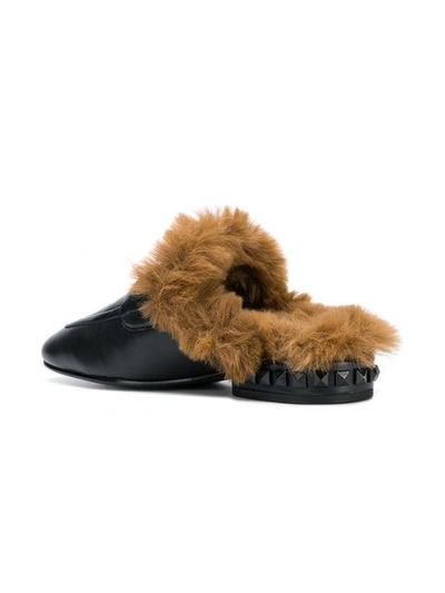 Shop Ash Fur-lined Slippers - Black