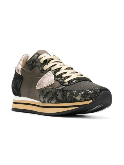 Shop Philippe Model Camouflage Sneakers In Green