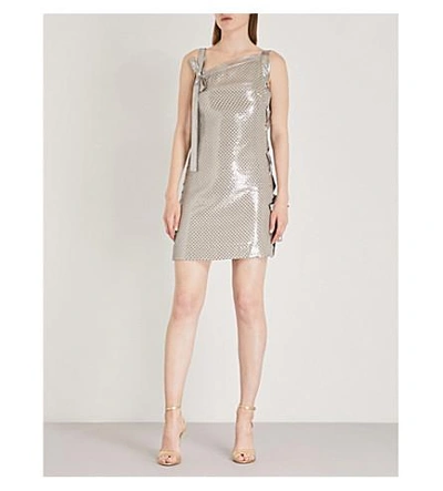 Shop Karen Millen Sequinned One-shoulder Dress In Silver
