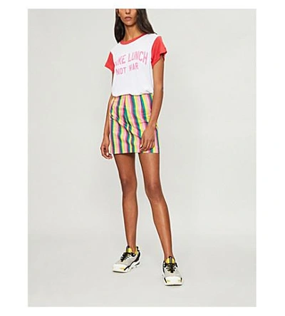 Shop Wildfox Slogan-print Cotton-jersey T-shirt In Clean White / Scarlet