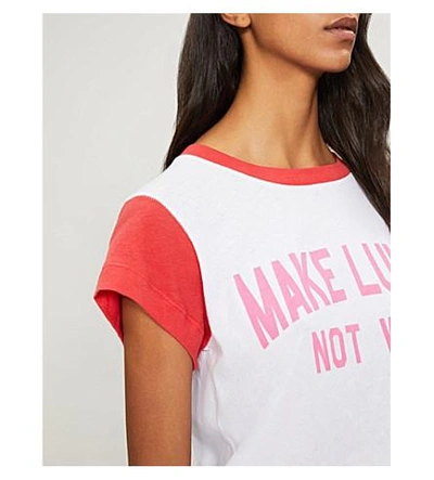 Shop Wildfox Slogan-print Cotton-jersey T-shirt In Clean White / Scarlet