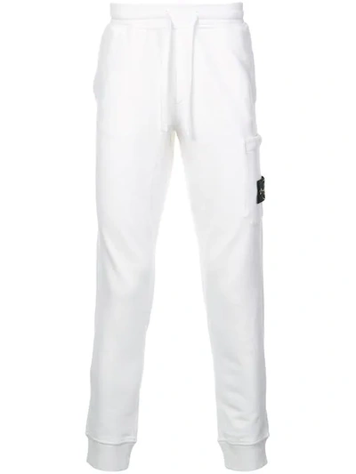 Shop Stone Island Logo Patch Track Pants - White