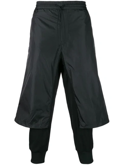 Shop Y-3 Adidas X Yohji Yamamoto Layer Effect Trousers In Black