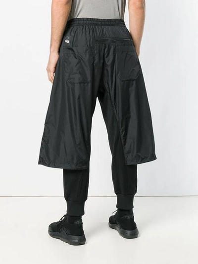 Shop Y-3 Adidas X Yohji Yamamoto Layer Effect Trousers In Black