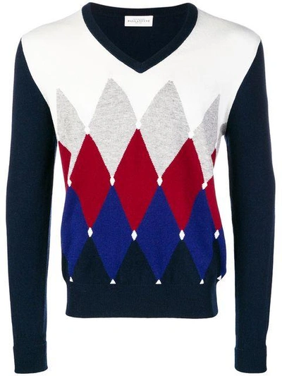 Shop Ballantyne Colour Contrast V-neck Sweater - Black