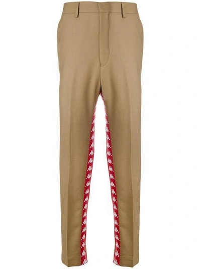 Shop Paura Danilo  X Kappa Logo Oversized Trousers In Neutrals