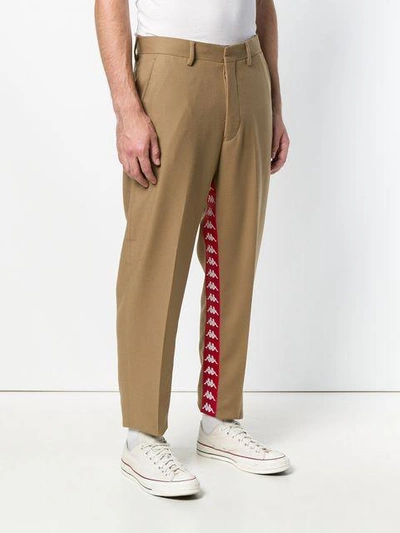 Shop Paura Danilo  X Kappa Logo Oversized Trousers In Neutrals
