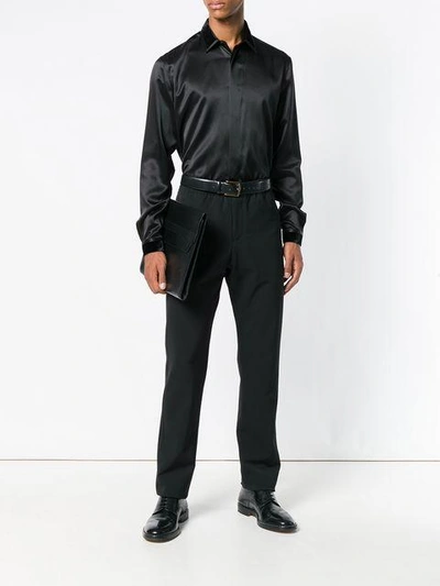 Shop Saint Laurent Smooth Silk Shirt In Black