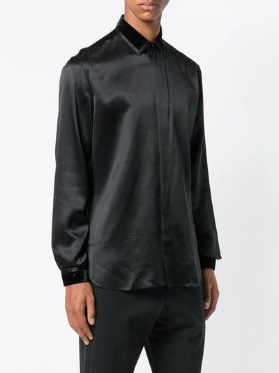 Shop Saint Laurent Smooth Silk Shirt In Black