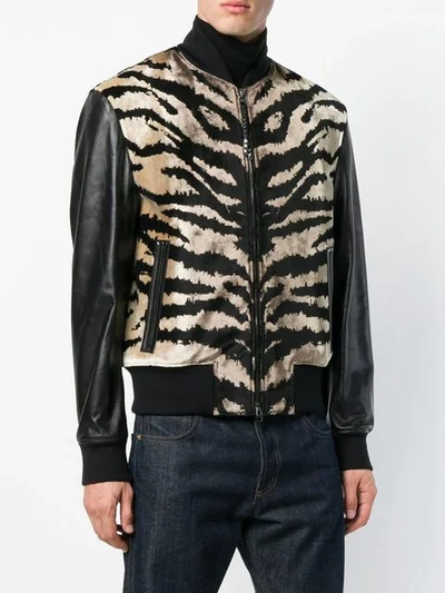 Shop Alexander Mcqueen Animal Print Leather Jacket - Brown