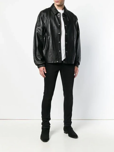 Shop Helmut Lang Zipped Leather Jacket In Black