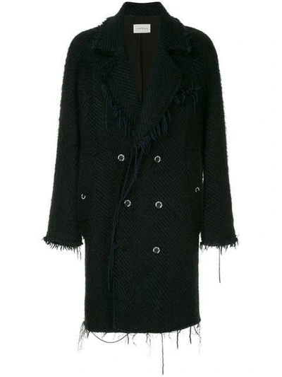 Shop Song For The Mute Raw Edge Trench Coat - Black