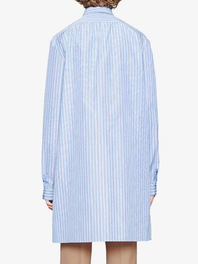 Shop Gucci Cotton Oversize Shirt With Pockets In Blue
