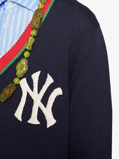 Shop Gucci Sweater With Ny Yankees™ Patch In 4045 Blue