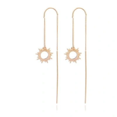Shop Rachel Jackson London Electric Goddess Sun Threader Earrings Gold