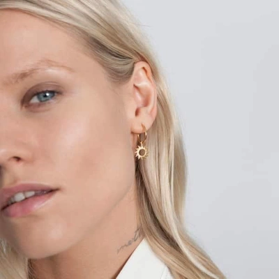 Shop Rachel Jackson London Sunrays Mini Hoop Earrings In Gold