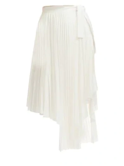 Shop Maje Asymmetrical Pleated Wrap Skirt In White