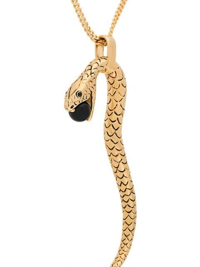 Shop Saint Laurent Snake Pendant Necklace In Metallic