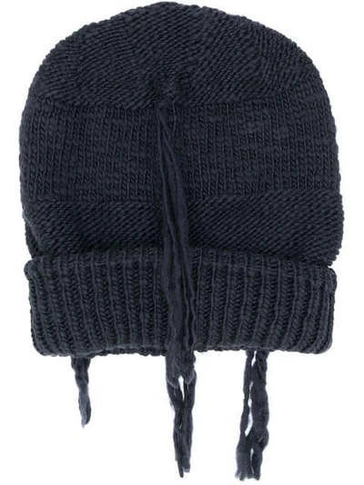 Shop Maison Flaneur Hanging Yarn Knitted Hat - Blue