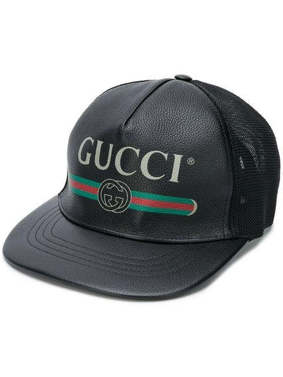 Shop Gucci Print Leather Baseball Hat