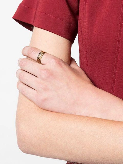 Shop Azlee Diamond Detail Gold Band Ring In Metallic