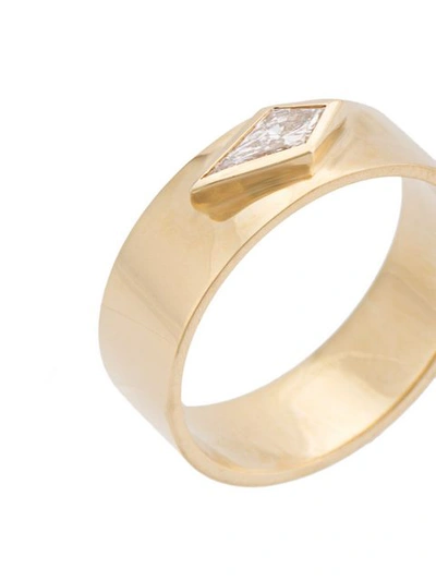 Shop Azlee Diamond Detail Gold Band Ring In Metallic