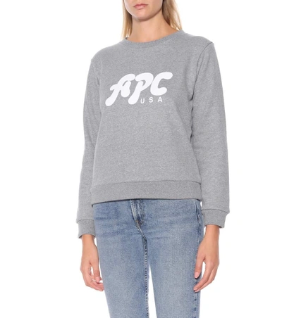 Shop Apc Printed Cotton-blend Sweatshirt In Grey