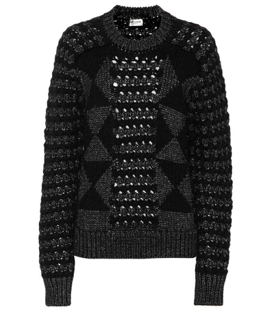 Shop Saint Laurent Mohair And Wool-blend Sweater In Black