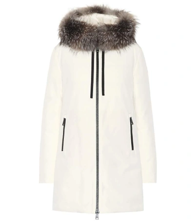 Shop Moncler Bartramifur Fur-trimmed Jacket In White