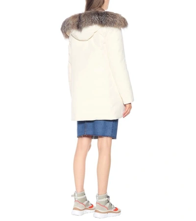 Shop Moncler Bartramifur Fur-trimmed Jacket In White