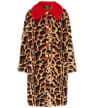 Shop Dolce & Gabbana Leopard Faux Fur Coat In Brown