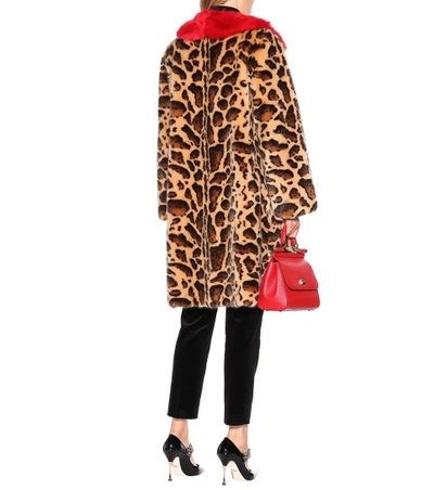Shop Dolce & Gabbana Leopard Faux Fur Coat In Brown