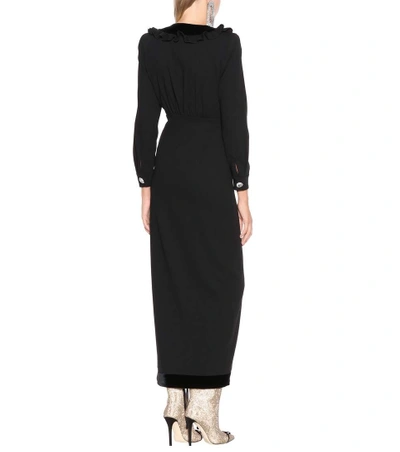 Shop Alessandra Rich Wool Crêpe Maxi Dress In Black