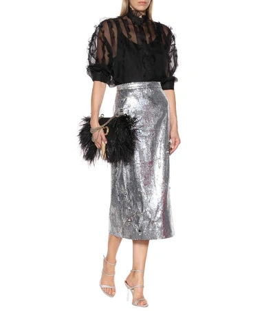 Shop Erdem Sacha Sequined Skirt In Silver