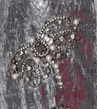 Shop Erdem Sacha Sequined Skirt In Silver